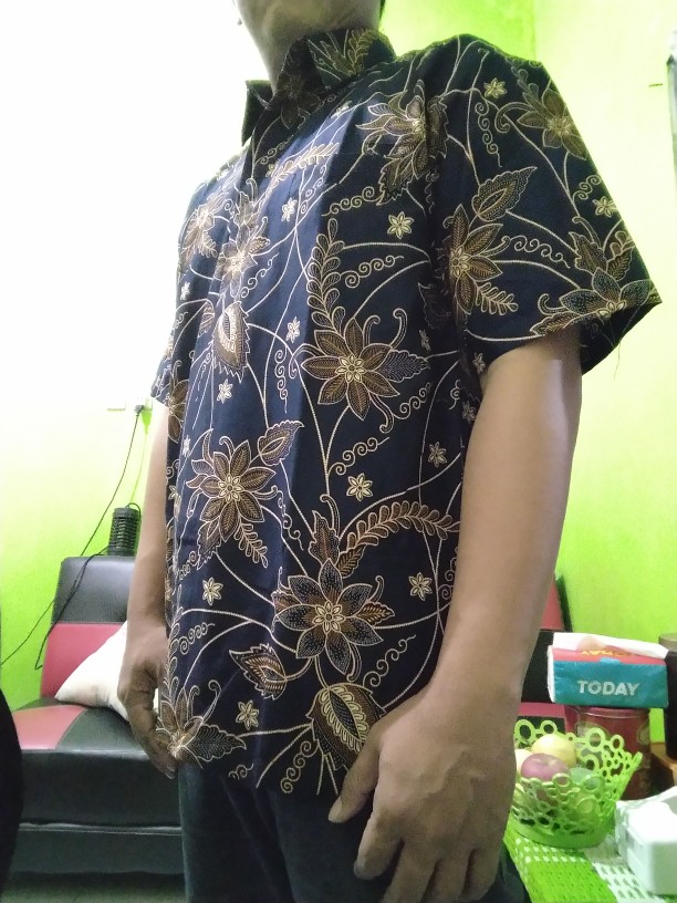 Batik Pria Kembang Biru Batik Solo Halus Asli Katun Primisima Full Furing