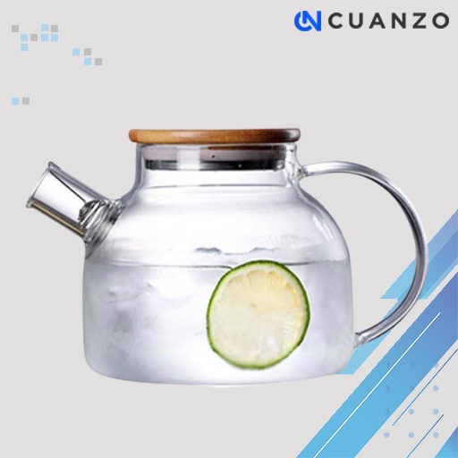 One Two Cups Teko Pitcher Teh Chinese Teapot Maker Glass 1L / Teko Infuser Pitcher Kaca Tebal Tahan Panas / Teapot Teko Teh Poci Mini Saringan Lucu / Teko Gelas Minum Kaca Transparan Borosilicate Soda Lime Glass Teapot / Teko Teh Anti Tumpah Murah Ori