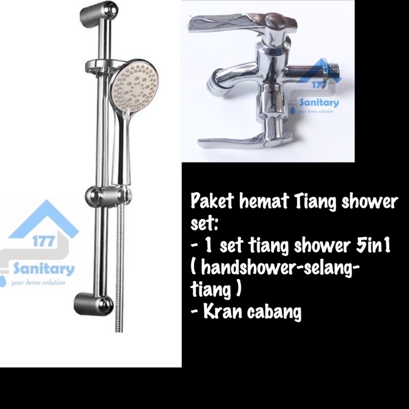 Paket Tiang Shower Murah 1066 &amp; Kran Cabang DB- paket Hemat Mumer shower mandi semprotan spray