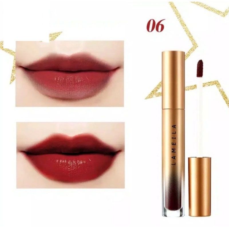 Lameila Gold Edition Matte Lip Glazze ~ Lipstik Cair Pelembab Bibir Tahan Air