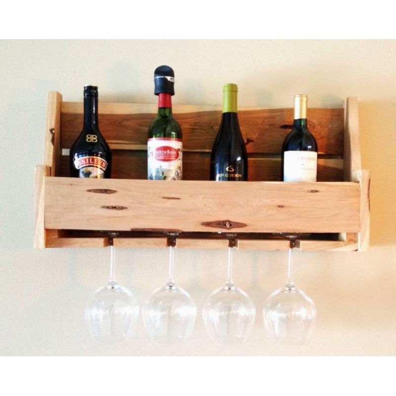 RAK WINE KAYU JATI BELANDA RAK GELAS RAK BOTOL HIASAN DINDING DEKORASI RUMAH