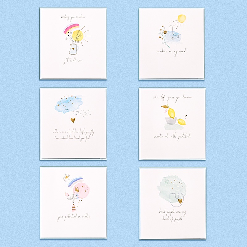 Simple Mini Mixed-Pattern Blank Square Greeting Cards with Envelope