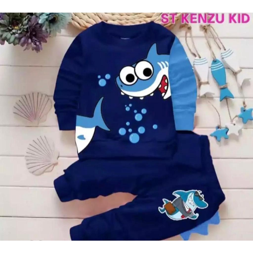 SETELAN SWEATER ANAK LAKI LAKI DAN PEREMPUAN MOTIF BABY SHARK SIZE 1-5 TAHUN TERLARIS BAHAN NYAMAN DIPAKAI DAN AMAN