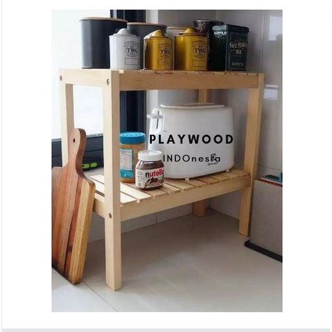 Rak Serbaguna 2 tingkat  rak ambalan 50 cm | Rak Rak Wooden Shelf rak kayu Rak Dapur | Rak Sepatu Kayu minimalis atau Rak Taman