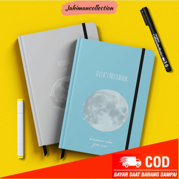 

✨ BISA COD ✨ Note Book A5 Unik Buku Catatan Hardcover Custom Tsuki Japanese Moon - A6, kertas garis