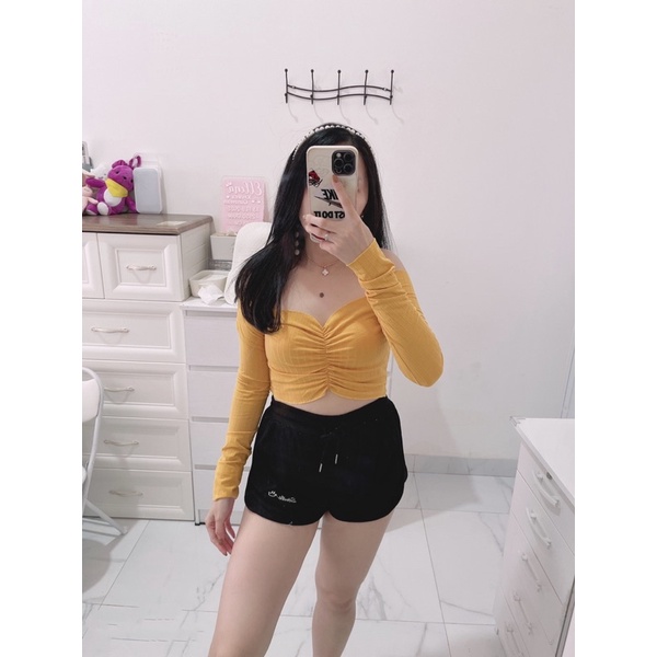 Rose sabrina Lengan panjang | croptop sabrina wanita lengan panjang | croptop sexy sabrina wanita | croptop korean fashion import | aquarius boutique89 grosir