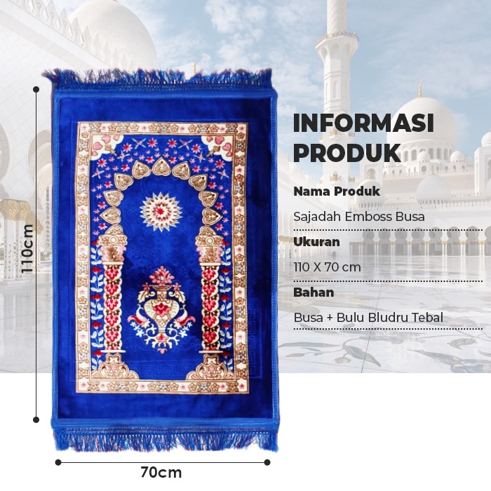 COD - Ladiestar88 - Sajadah Tebal Sajadah Muslim Sholat Ukuran 110x70cm Bahan Tebal Premium Import - DD-9