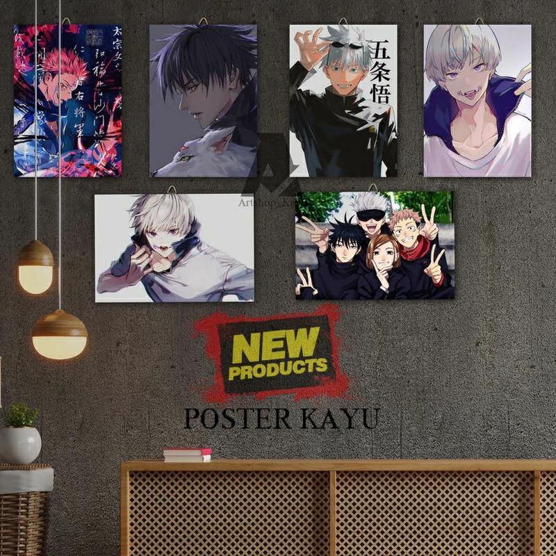 HIASAN DINDING JUJUTSU KAISEN POSTER KAYU Hiasan Kamar Poster Kayu 20x30cm Pajangan Rumah/ dekorasi