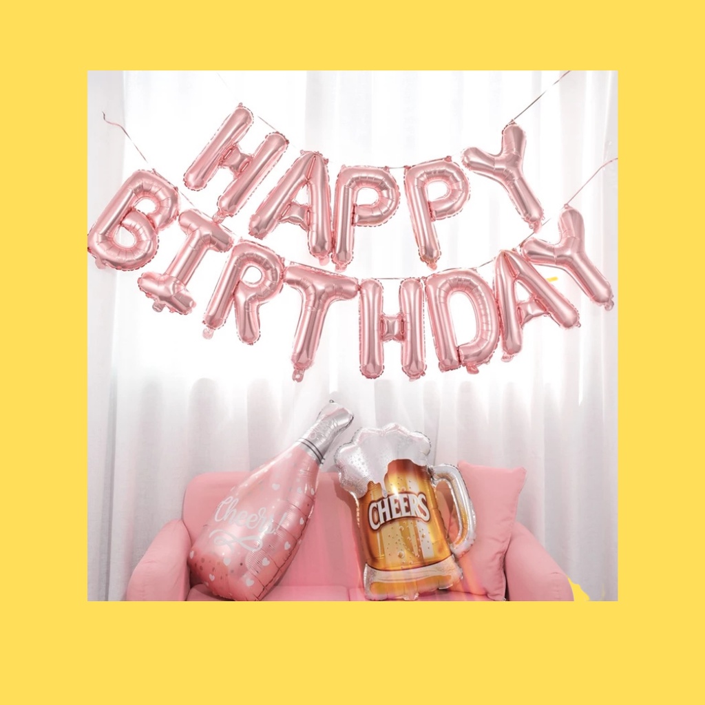 Balon Foil Happy Birthday Set Huruf Untuk Dekorasi Ulang Tahun