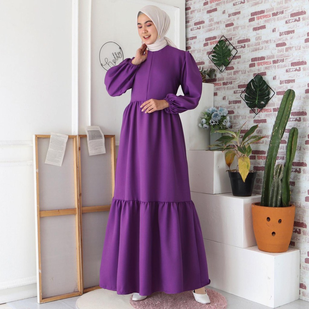 Gamis Malika Busui Maxi Dress Lengan Balon Fashion Muslim