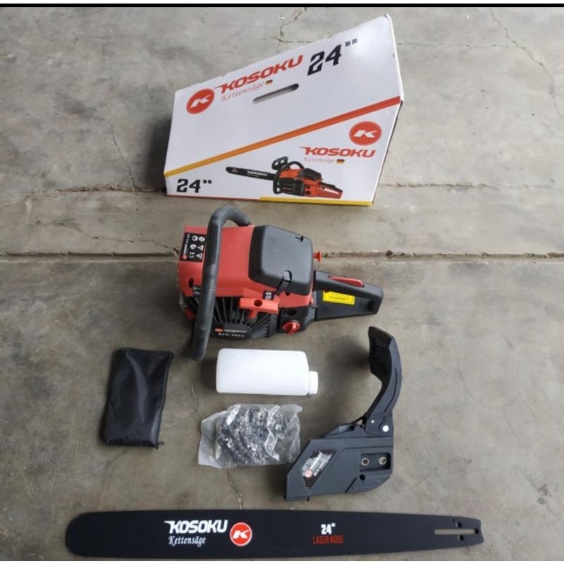 Mesin Gergaji Potong Pemotong Kayu Chainsaw 24" inch Bar Baja Kosoku