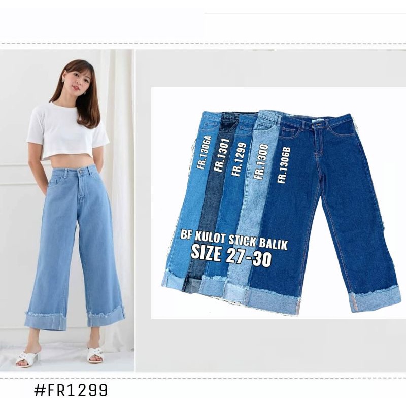 JC88 - Celana Kulot Jeans Wanita / Kulot Stik Balik / Long Cullote Jeans