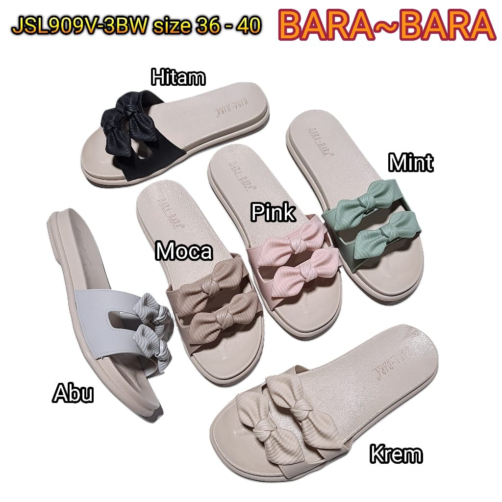 sandal jelly bara bara import sendal wanita karet pita barabara cewek JSL909V-3BW