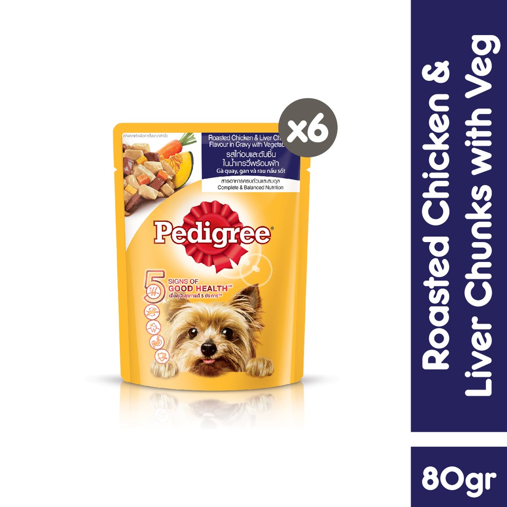 PEDIGREE® Makanan Anjing Basah Pouch 80 g - Isi 6-Chicken Liver Chunks