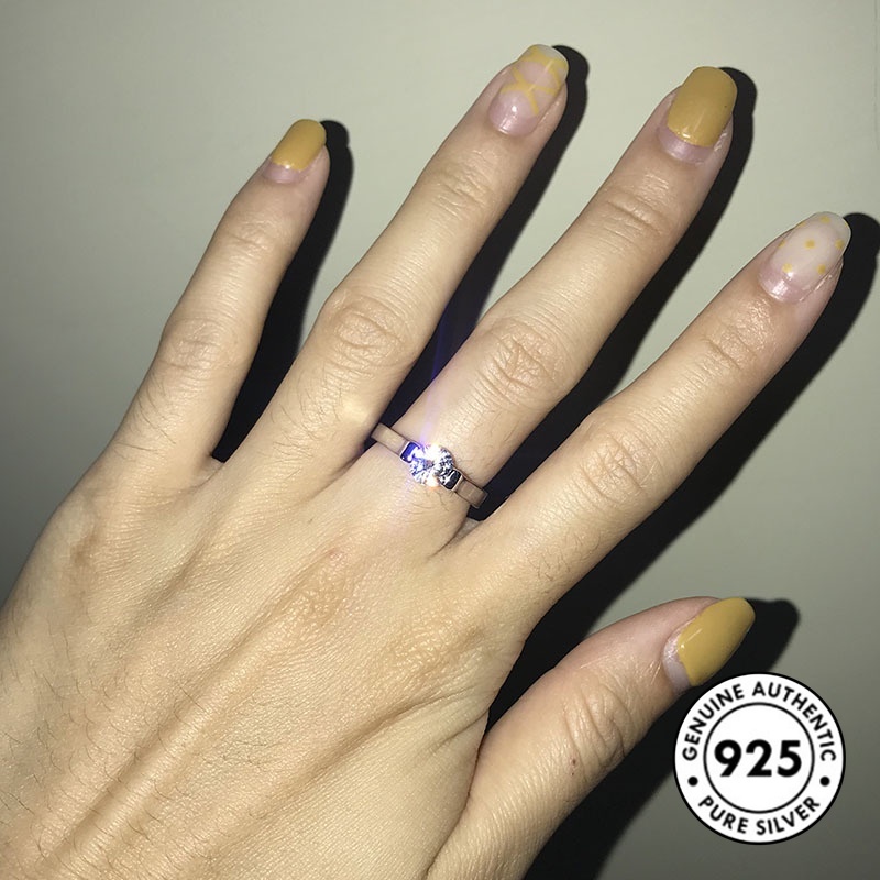 Cincin S925 Silver Aksen Berlian Gaya Simple
