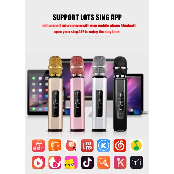 Mic Wireless Bluetooth K6/Microphone Karaoke Stereo Sound player/Mikropon Speaker Super Bas Ktv