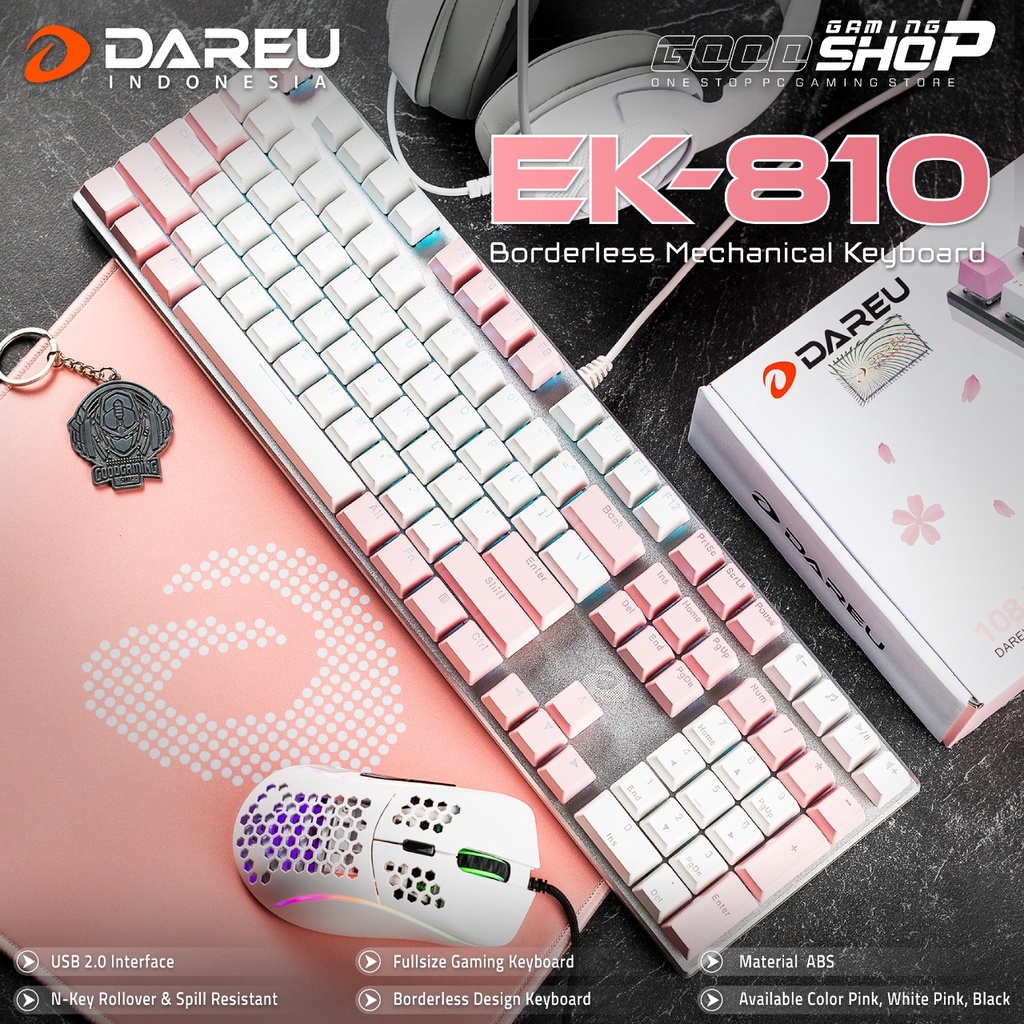 Dareu EK810 White Pink - Gaming Keyboard