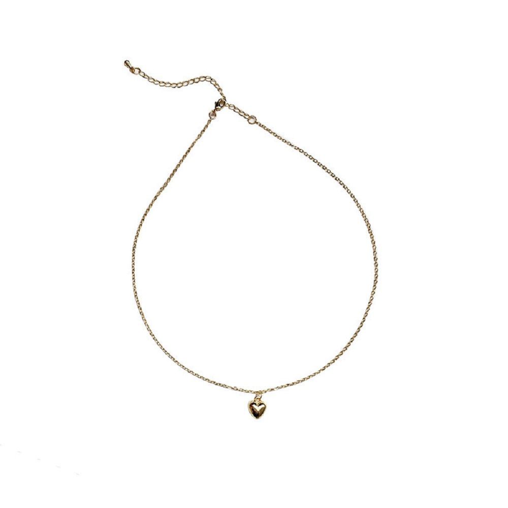 Needway  Trendy Woman Clavicle Choker Elegant Neck Jewelry Korean Necklace Gold Wedding Party Temperament Simple Vintage Heart/Multicolor