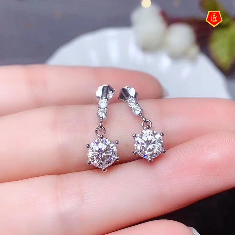 [Ready Stock]Luxury 1 Karat Moissanite Earrings Pt950 Platinum