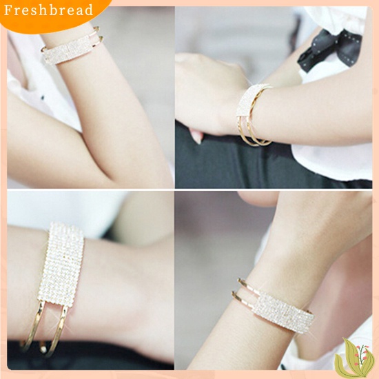 [Fresh] Gelang Bangle Cuff Kristal Bling Elegan untuk Hadiah Wanita