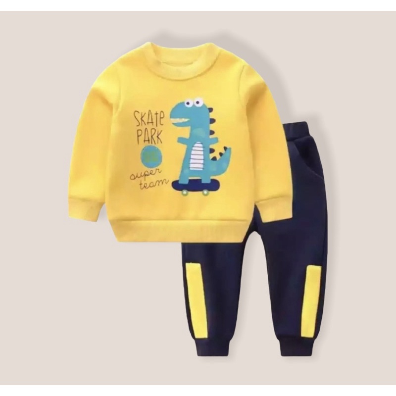 setelan dino anak skate terbaru/stelan sweater anak 1-5 tahun