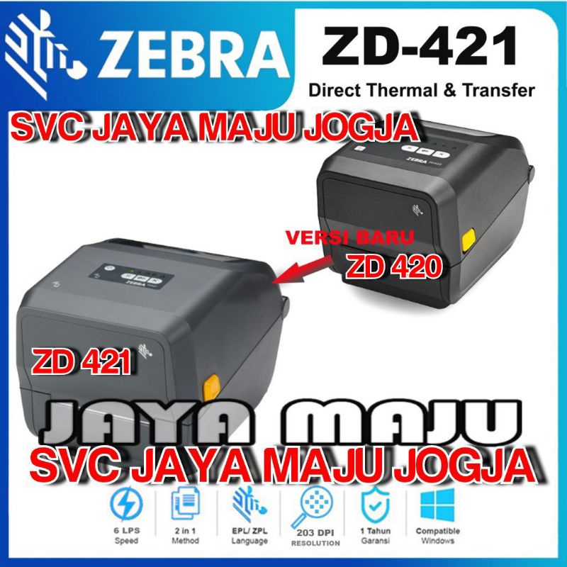 ZEBRA  ZD 421  203 DPI - SPEED  152 MM/S - USB HOST  USB 2.0  ||  BARCODE PRINTER SEMI INDUSTRIAL  T