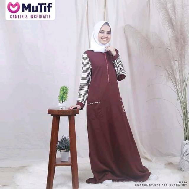 Gamis Kaos MUTIF 216 BURGANDY || Mutif Damoza Upmore