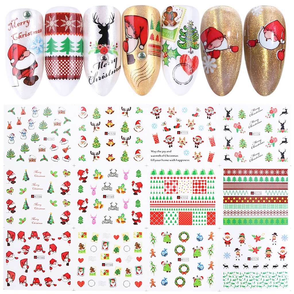 Providence Stiker Kuku Motif Natal 3d Untuk Nail Art