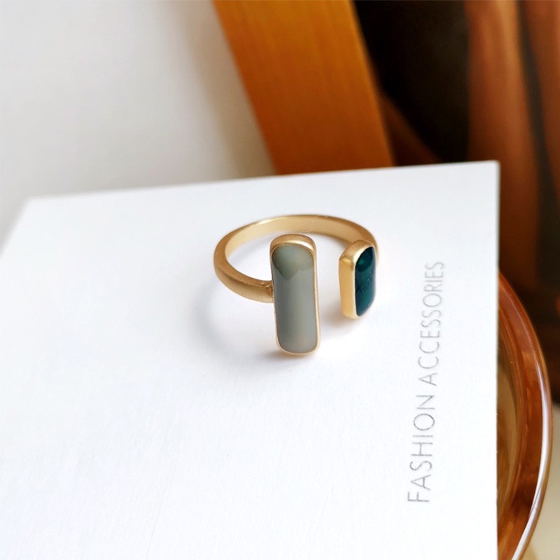 Zomi Cincin Model Terbuka Desain Geometri Gaya Vintage / Simple Untuk Wanita