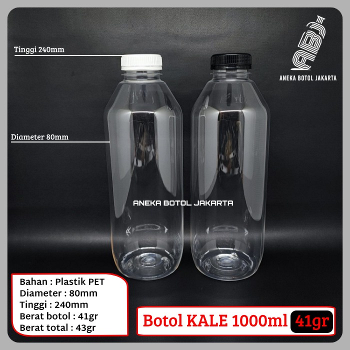 Botol plastik KALE 1000ml berat 41gr ekonomis bening / botol plastik 1 liter