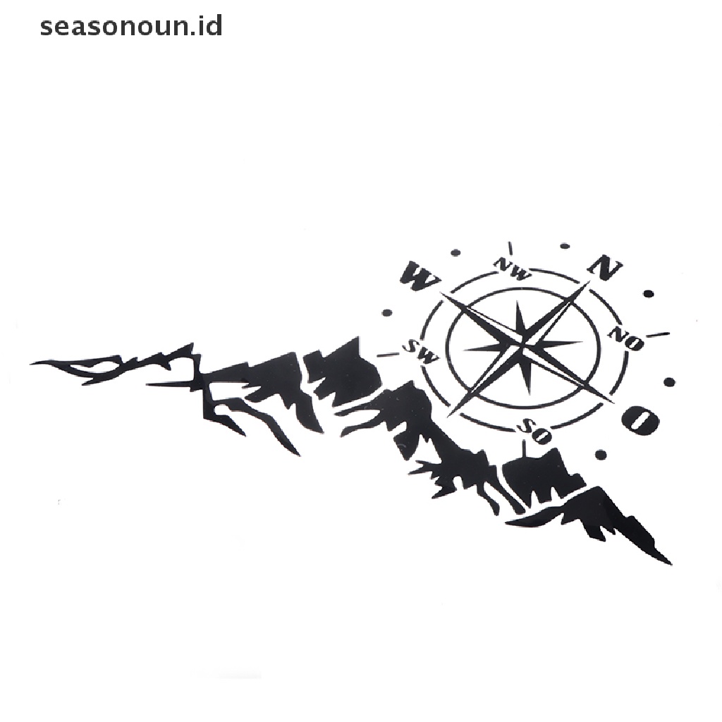 2 Pcs / set Stiker Motif Kompas Gunung Petualangan Untuk Dekorasi Mobil