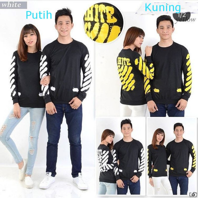 Sweater Off White Kuning - Sweater Couple / kaos couple / baju couple
