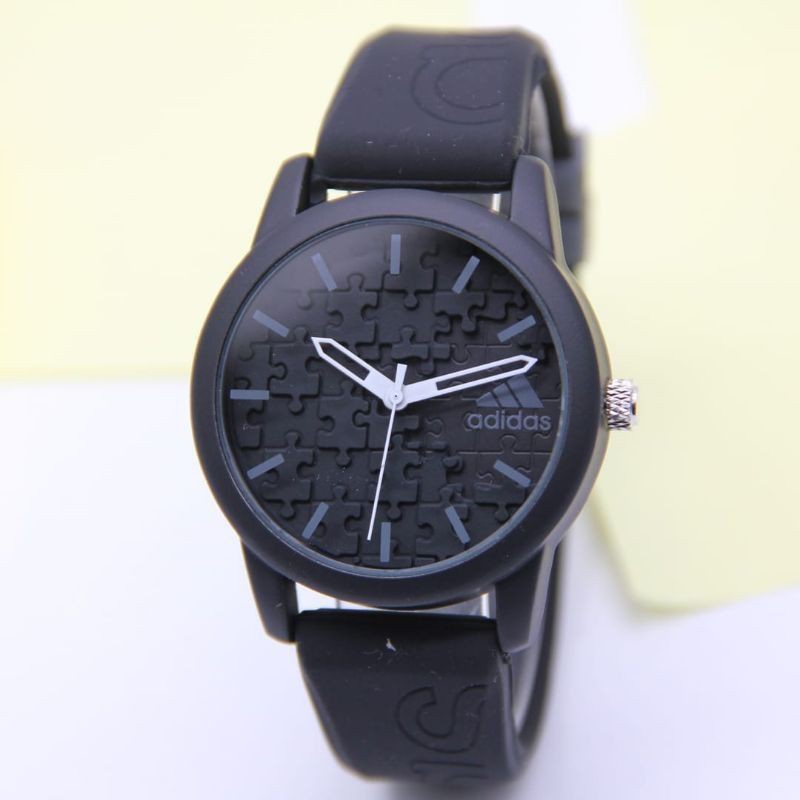 Jam Tangan Wanita Fashion Motif Puzzle B6408R Tali Rubber Free Box &amp; Baterai Cadangan