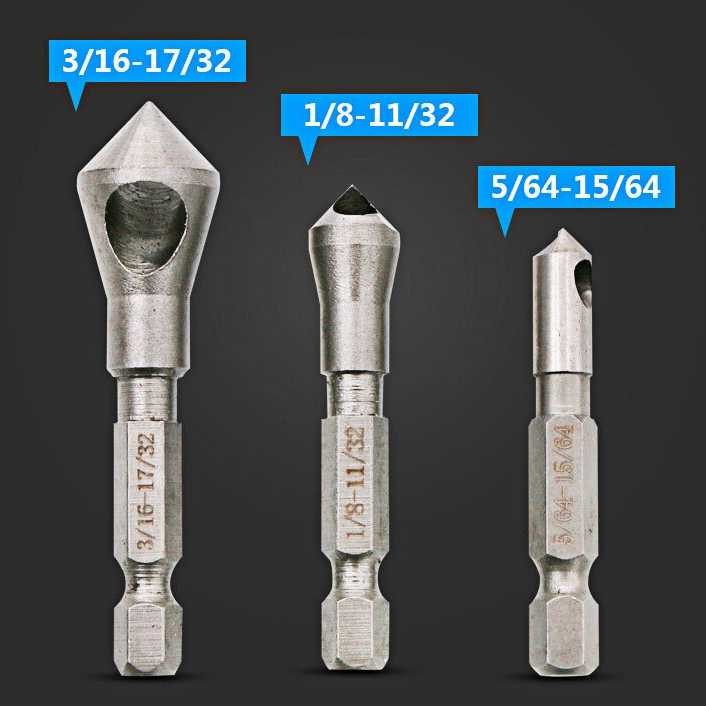 Mata Bor Kayu Plastik Plat Alumunium 3 Pcs Drill Bit Countersink HSS