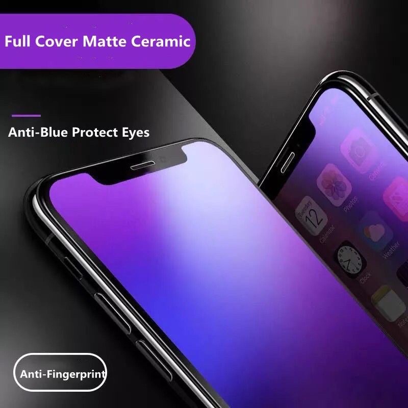 GROSIR - SCREEN PROTECTOR - TEMPERED GLASS - ANTI GORES CERAMICS MATTE BLUE ANTI RADIASI FULL COVER