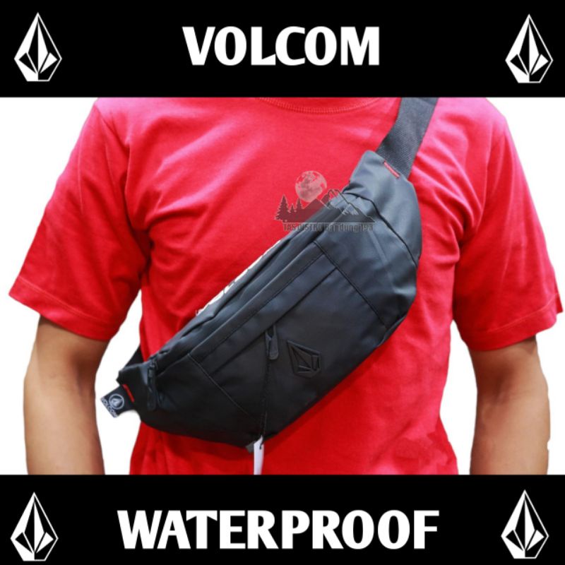 Tas Volcom waterproof premium / Tas surfing anti air / waistbag distro