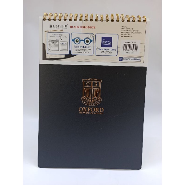 

Oxford Black Note Gold/ Notebook buka atas A5 dan B5