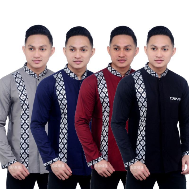 BAJU KOKO BATIK EMAS LENGAN PANJANG BUSANA MUSLIM SERAGAM HADROH HILWA AZAHIR ALKHALIS