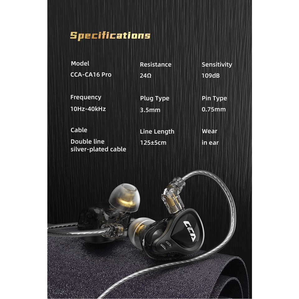 Cca CA16 Pro Headset Earphone Kabel 7BA + 1DD Hybrid Teknologi 16 Unit Bass HiFi Dengan Mic