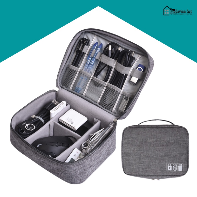 Tas Kabel Travel Gadget Organizer Travel Pouch Charger Camera 2 Layer Multifungsi travel pouch charger organizer cable gadget bag tas kabel charger casan USB Tas Kabel casan Charger Organizer Tragbare/Digital Storage Bag Serbaguna murah