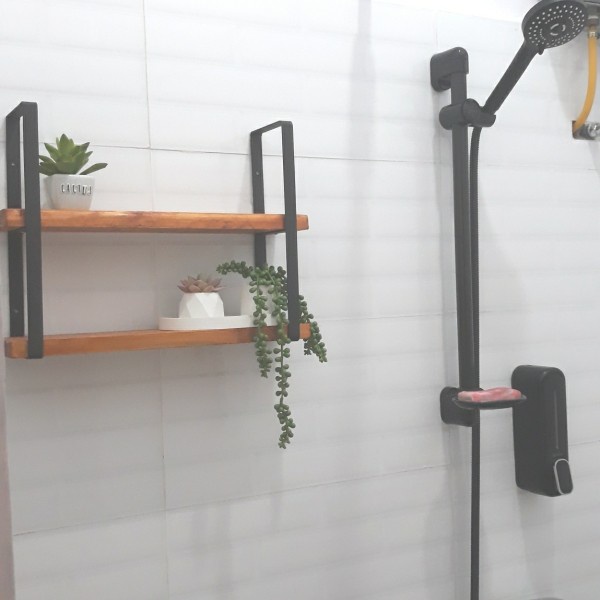 Rak Dinding Dapur Minimalis Ambalan Kayu 2 Tumpuk Panjang 30 CM