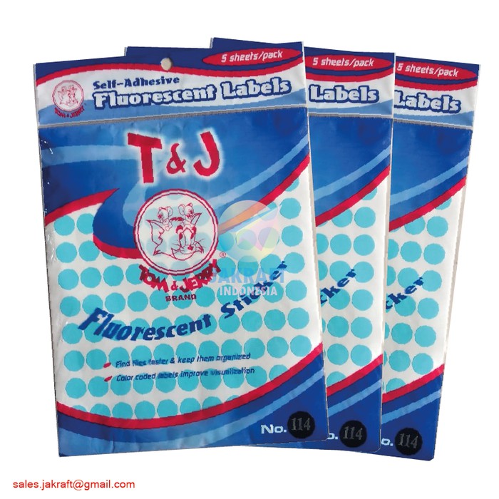 

TERMUURAAH Label TOM & JERRY No.114 Bulat 13 mm isi 660 Warna Biru Muda Blue bagus