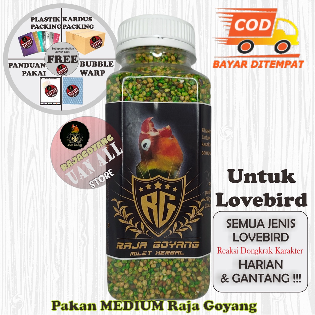 Pakan MEDIUM RG Lovebird Raja Goyang Rg Original 100% /Pakan Medium Rg + Panduan Rawatan Pemakaian H