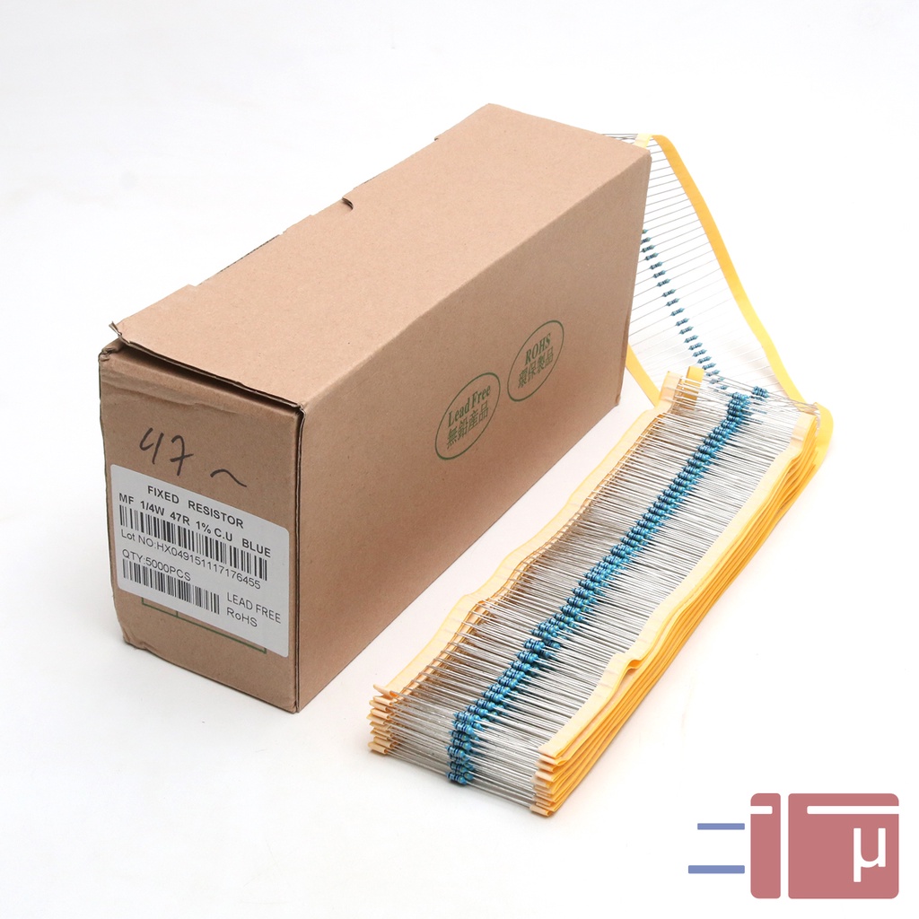 x10 Resistor 47R 47 Ohm 1/4W Metal Film 1% Taiwan Kaki Tembaga