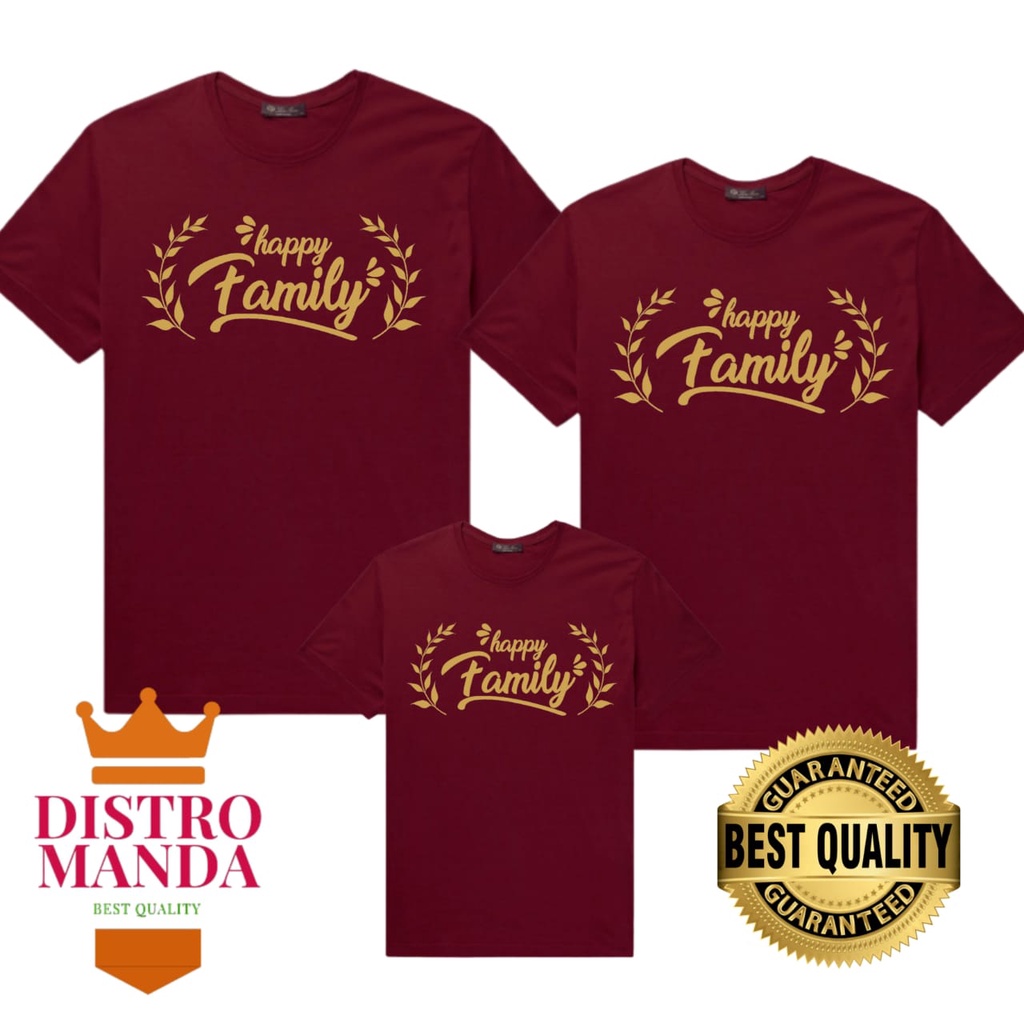 Kaos couple keluarga motif happy family / kaos couple ibu ayah dan anak / kaos couple distro  motif 