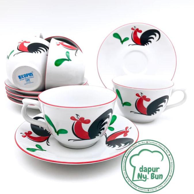 

6 pasang Cangkir Set seri 7 Ayam Jago seri 2 - Cangkir Kopi - Teh GRATIS ONGKIR