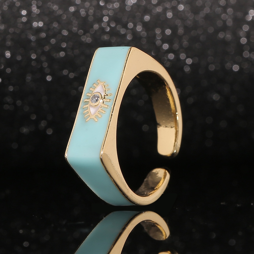 Eropa dan Amerika baru minyak menetes perhiasan tangan mata jahat desain pembukaan cincin adjustable