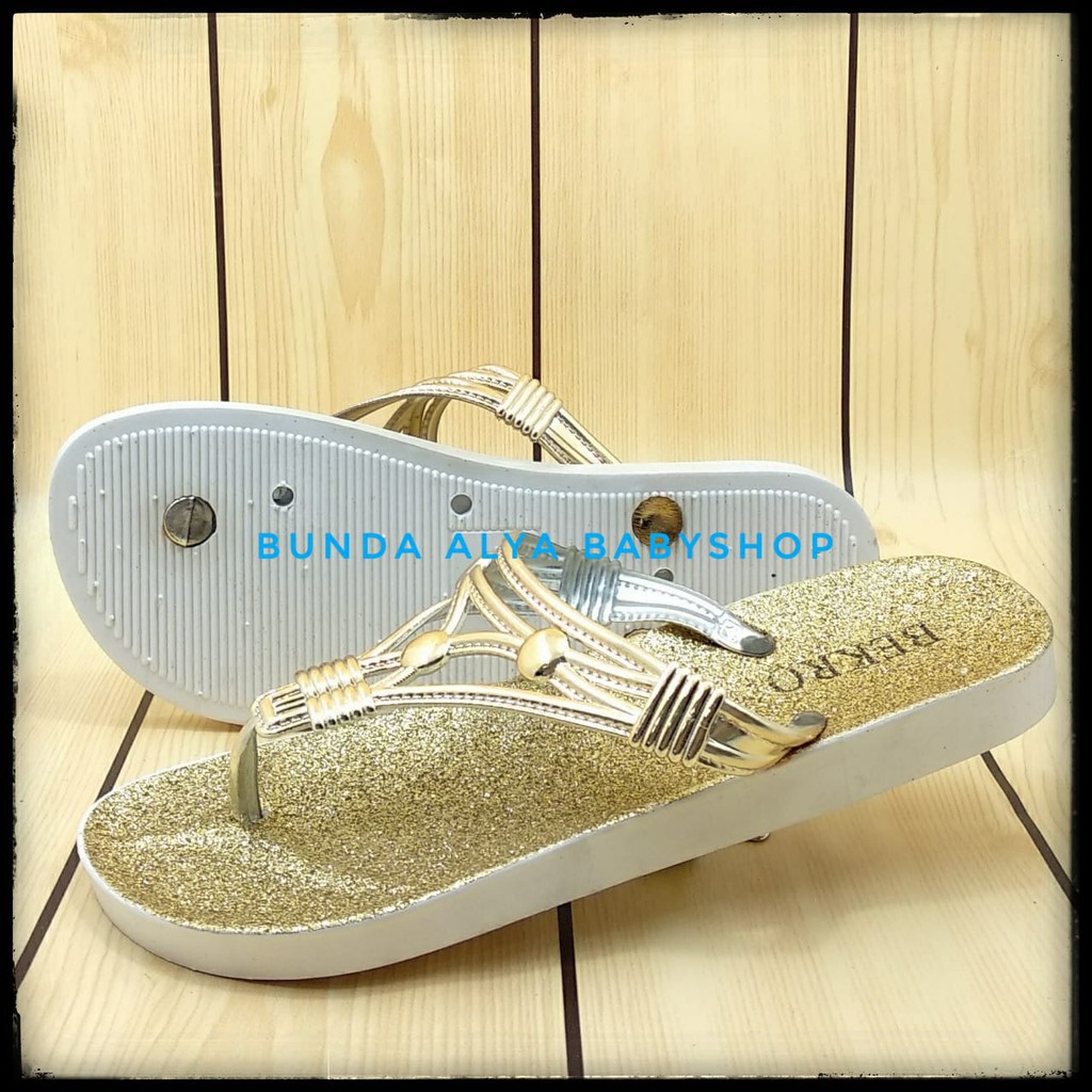 Sandal Wanita Jepit GOLD Size 36 - 40 - Sendal Jepit Perempuan Casual Flat - Sandal Cewek Trendy