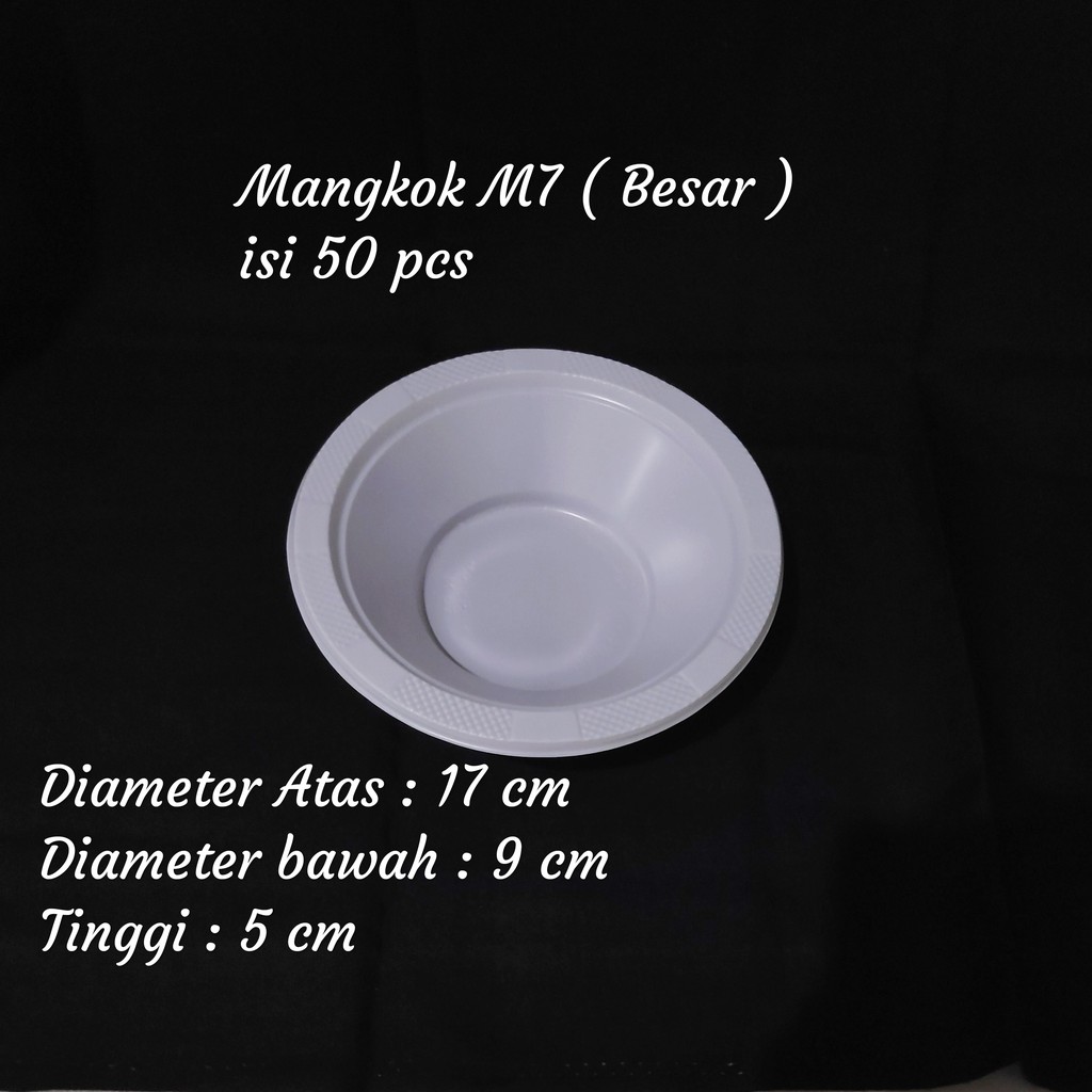 Mangkok Plastik Putih M-7 (isi 50 pcs) / Mangkok M-6 (50 pcs) / mangkok M-5 (50 pcs), Mangkok Bakso soto