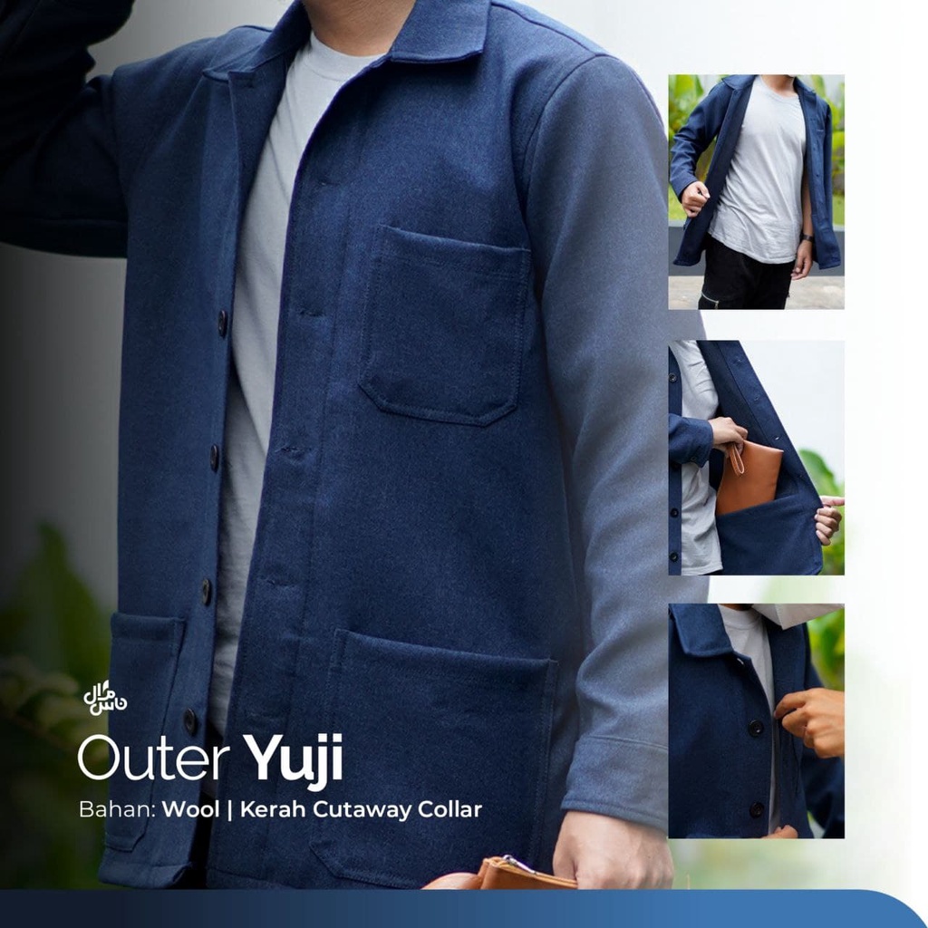 Jaket Pria Outer Cardigan Model Yuji Bahan Wool